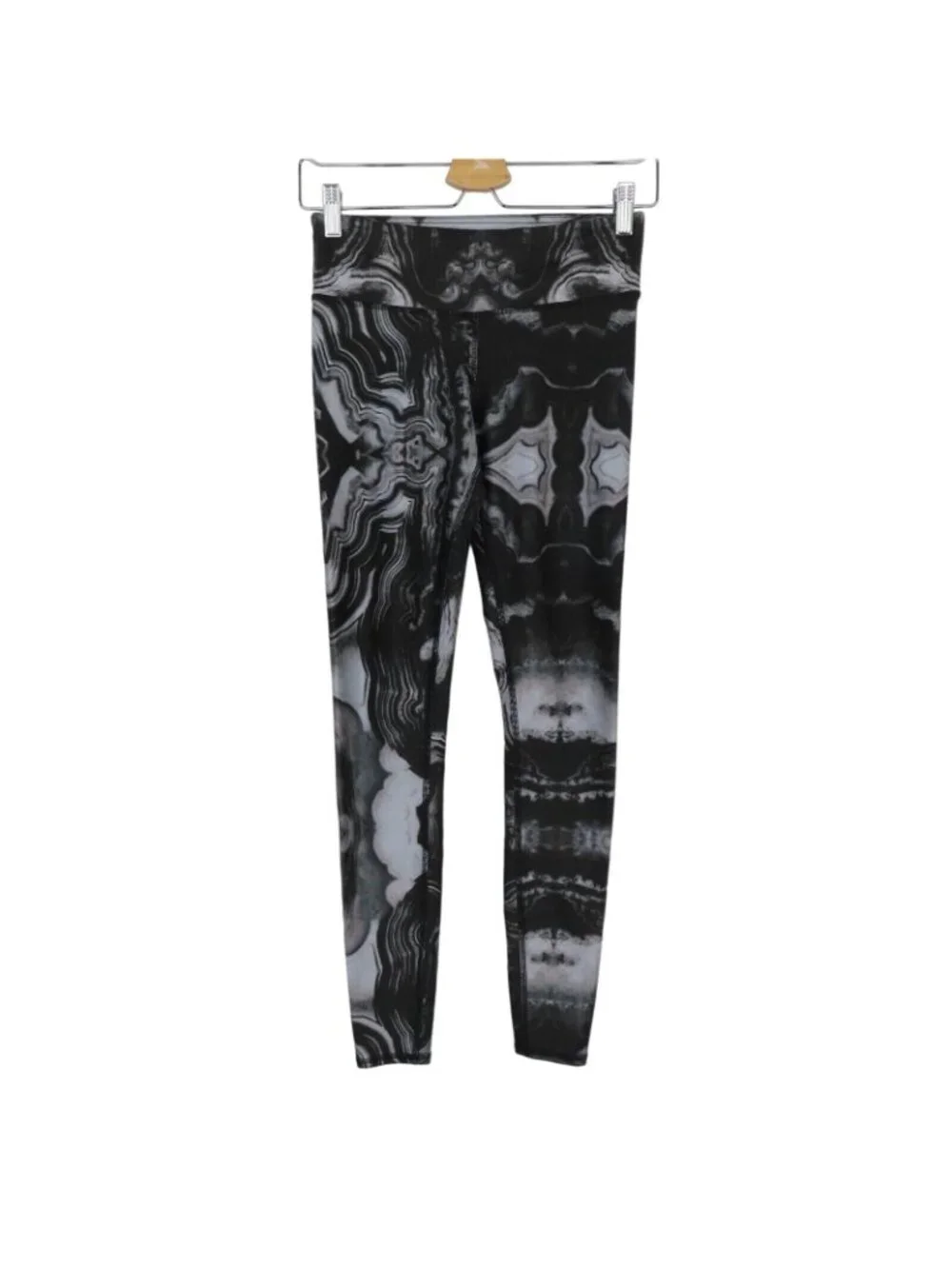 ALO Womens Small Black Gray Marble Swirl Kaleidoscope Leggings Athletic 3158